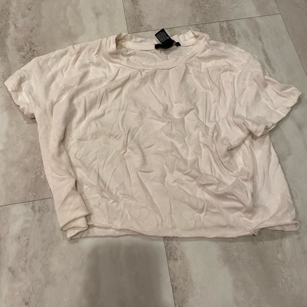 Forever 21 White Boxy Short Sleeve Tee